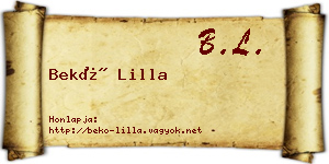 Bekő Lilla névjegykártya